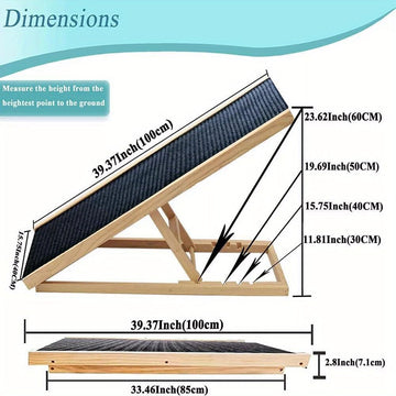 40" Dog Ramp for Couch & Low Bed - Extra Wide 16" Non-Slip Walking Surface, Load 100 lbs, Adjustable Pet Ramp with 4"