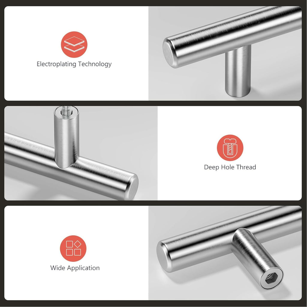 15 Pack Brushed Nickel Cabinet Pulls 3 Inch Handles Stainless Steel Cabinet Hardware and Bathroom Cabinets, 5 Inch