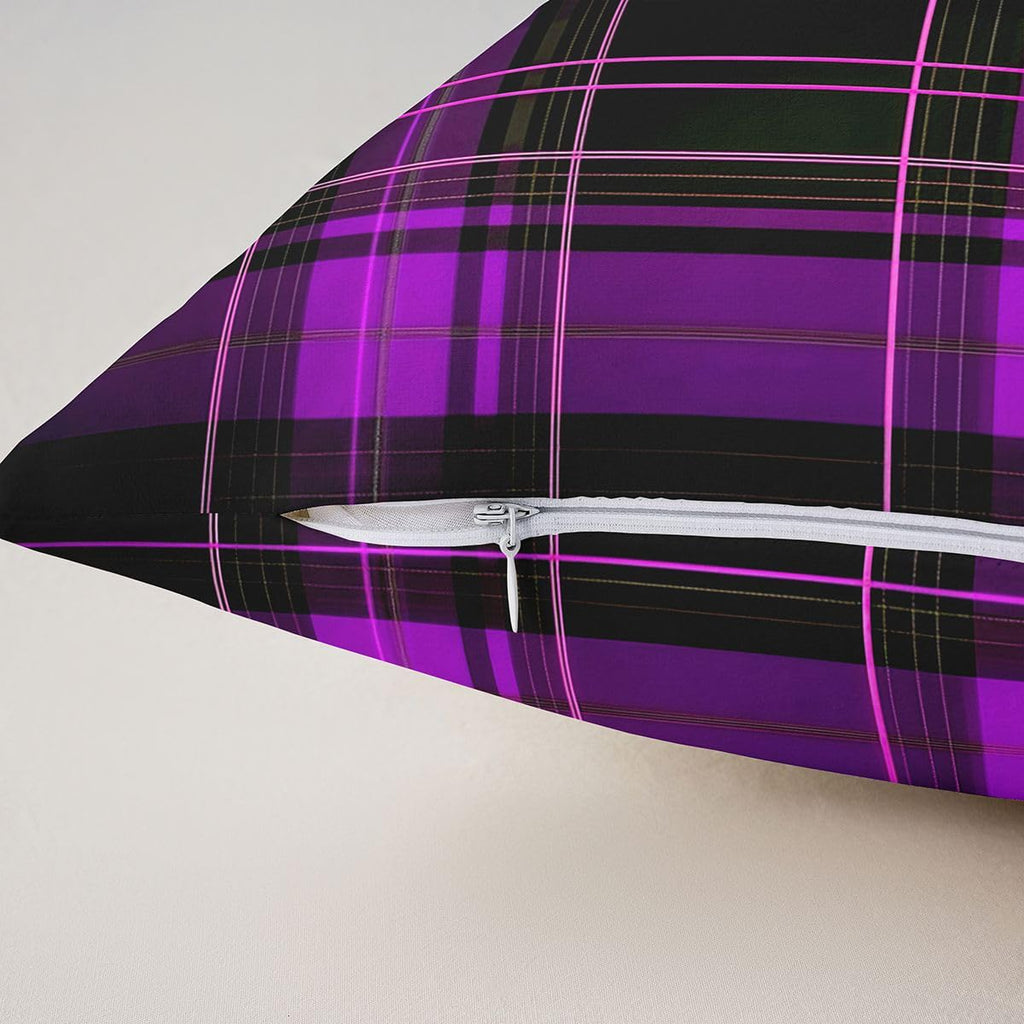 Geometric Plaid Grid Throw Pillow Covers 24x24 Inch Set of 2 Modern Checkered Tartan Pillow Covers Vintage Purple