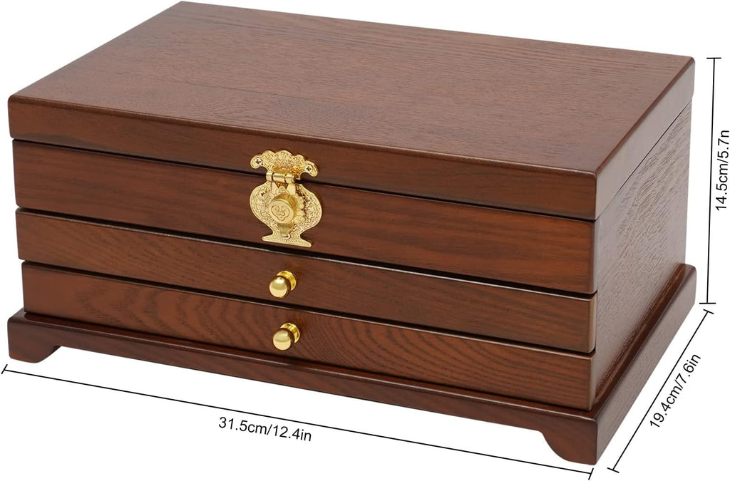 Extra Large 3 Layers Wooden Jewelry Box Jewelry Case Cabinet Armoire Ring Necklacel Gift Storage Box Organizer(3