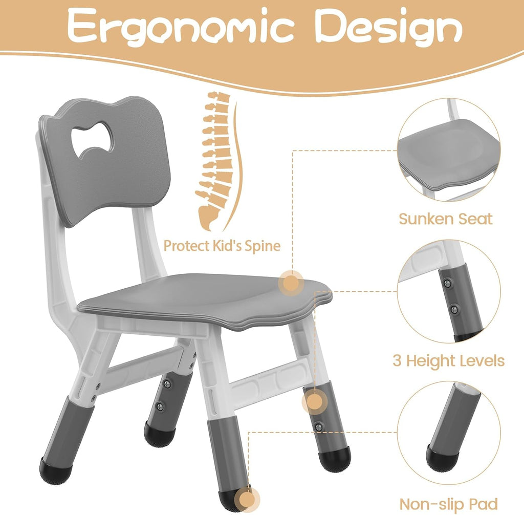 Kids Table with 6 Chairs Set, Toddler Activity Table with Chairs