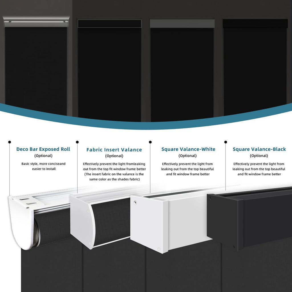Motorized Roller Shades, 100% Blackout, Vinyl Black