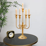 Metal Candelabra Gold Candle Stand 20in Tall, 5-Candle Candlestick Holder for Taper Candles, Candle Holder Party
