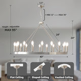 Silver Wagon Wheel Chandelier 40", Farmhouse Brushed Nickel Chandelier for Dining Room 20-Light, Modern Round Living Room Chandeliers Light Fixture for Foyer, Entryway, E12 A105-B0DHVBHHXP