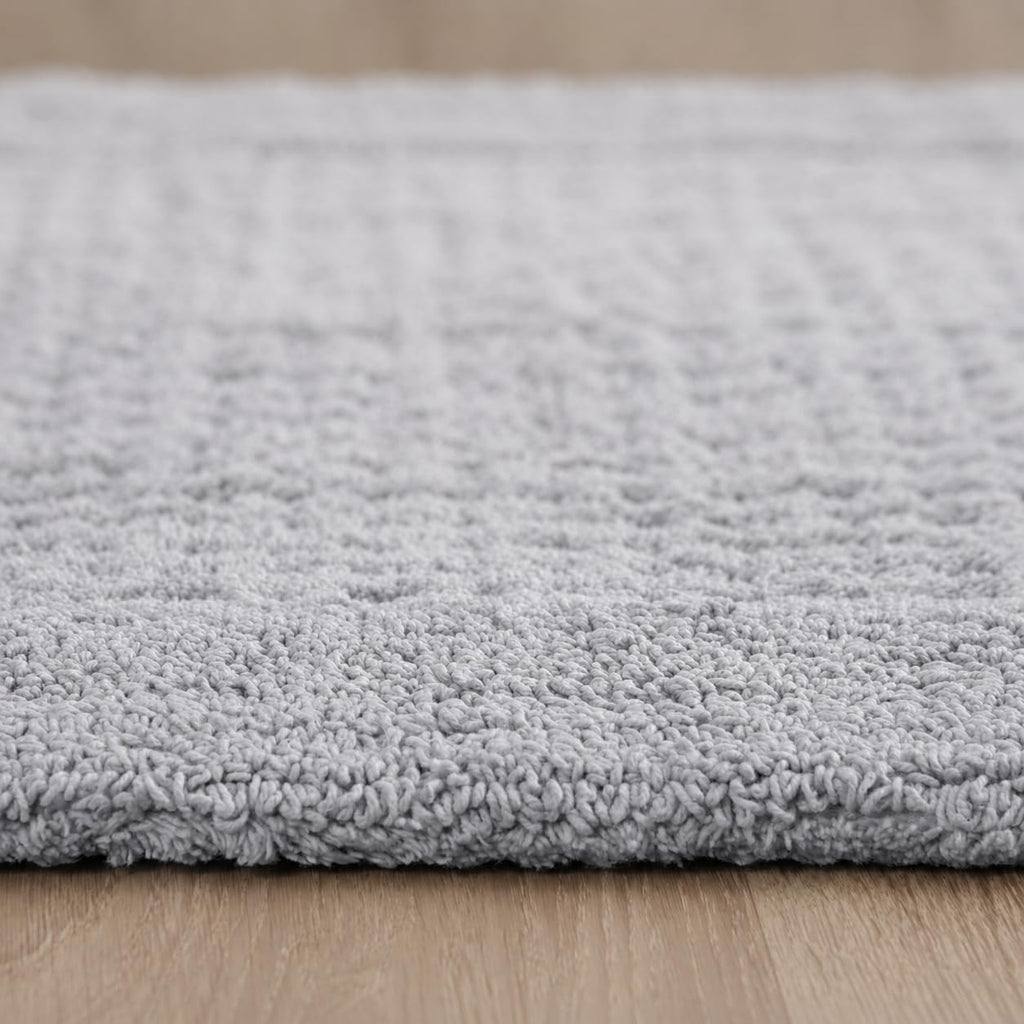 Premium Cotton Tufted Honeycomb Bath Mat Absorbent Bath Rug 21"x34" Gray