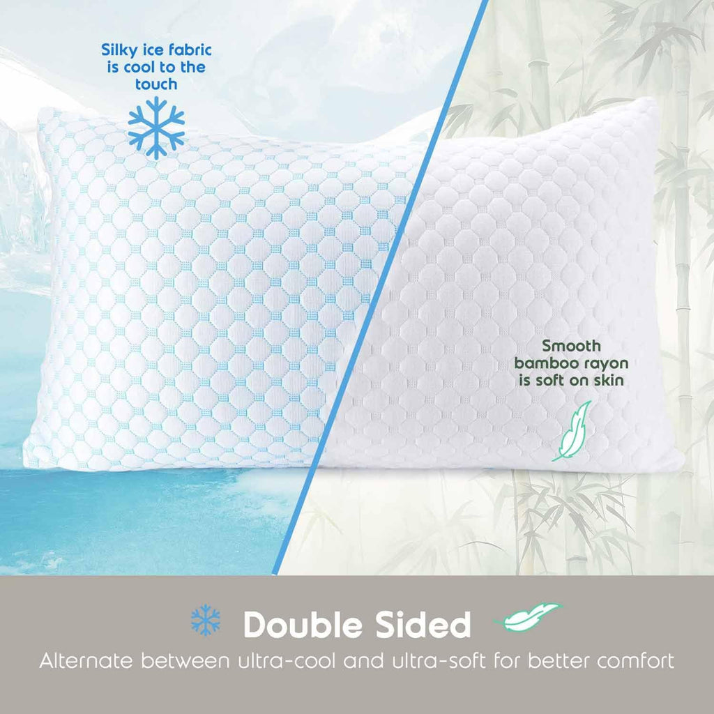Cooling Body Pillow for Sleeping 1 Pack, Luxury Shredded Memory Foam Body Pillows, Adjustable Cold Gel Pillows for