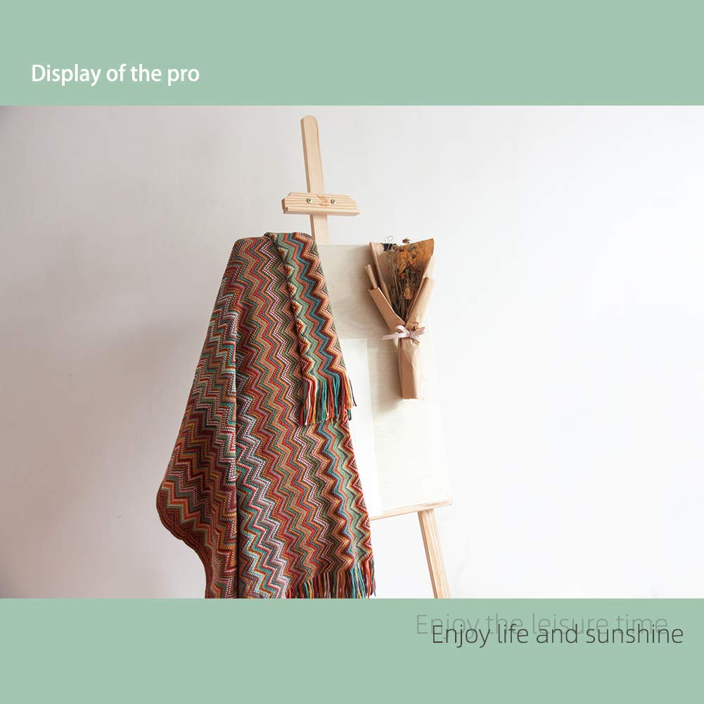 Bohemian Throw Blanket with Tassel Color Soft Knitted Blankets for Sofa Couch Chair Bed Home Decorate 50" x 60"(Color
