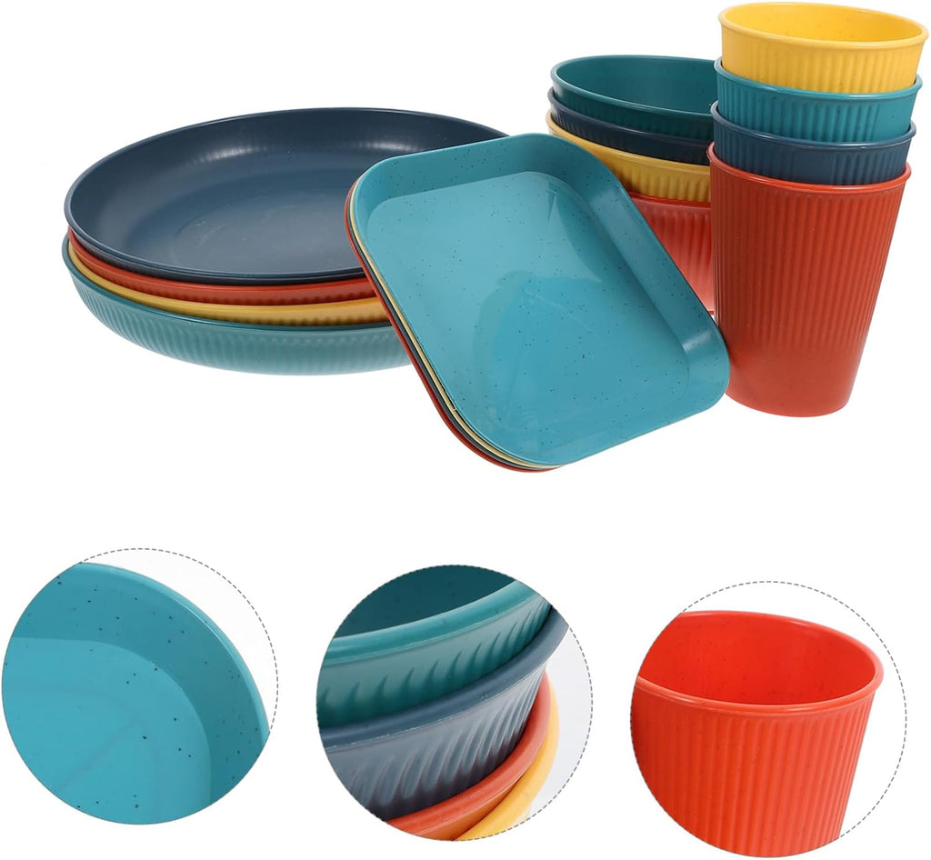 Unbreakable Dinnerware Set 16 Piece PP Plates Bowls Cups for Xmas