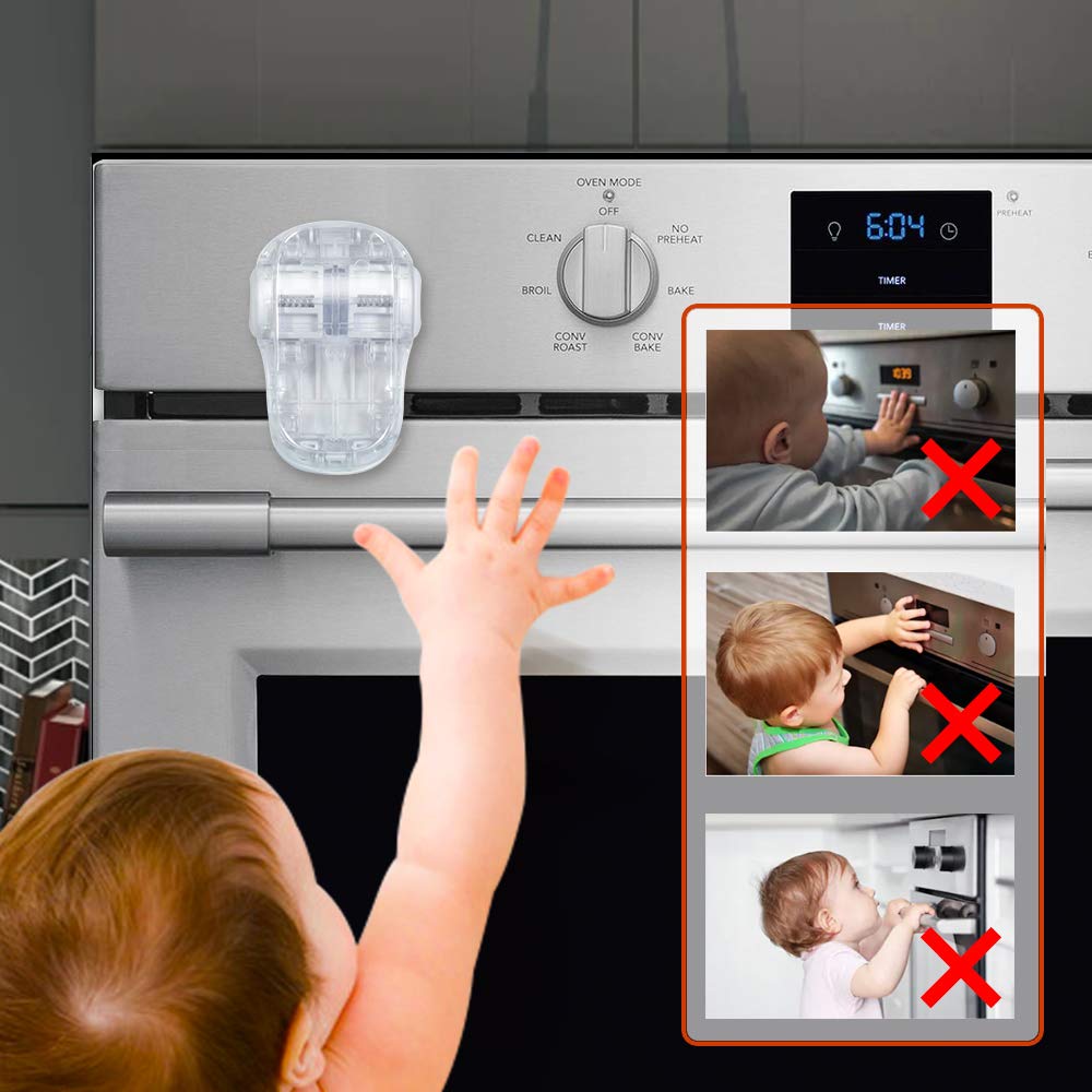 Child Safety Heat-Resistant Oven Door Lock, Oven Front Lock for Kids Easy to Install, Use Adhesive,No Screws or Drill