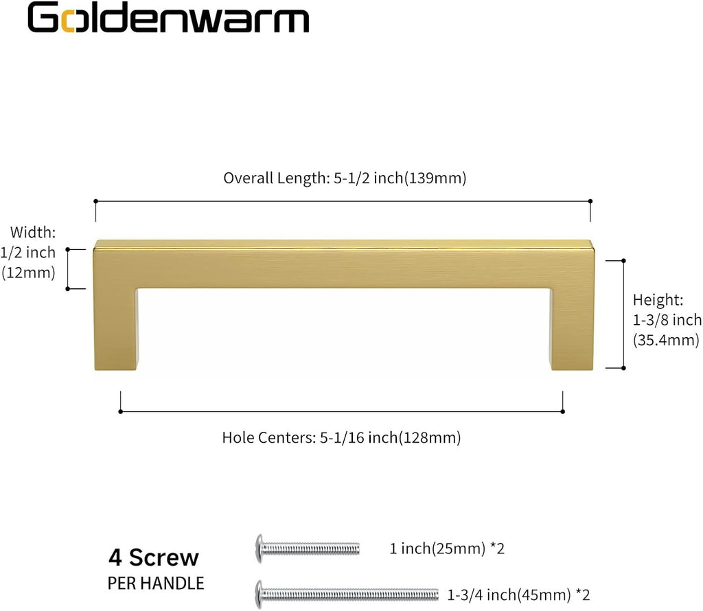 25Pack 5in Brushed Gold Cabinet Pulls Gold Cabinet Handles Gold Drawer Pulls Modern Cabinet Hardware Handles Cabinets
