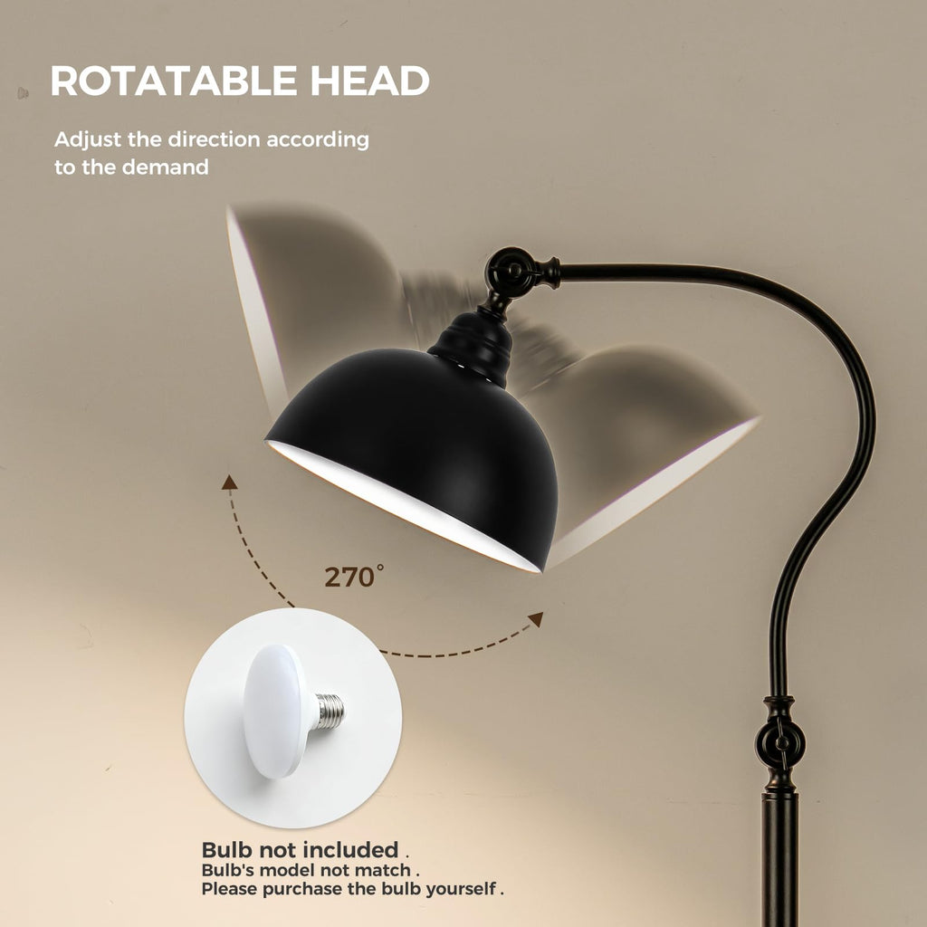 Black Vintage Industrial Floor Lamp, Gooseneck Standing Lamp