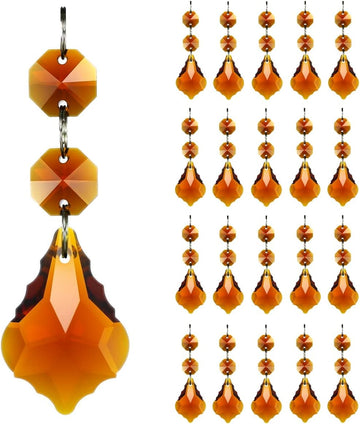 20pcs Crystal Prism Maple Leaf Chandelier Replacement Pendant - Hanging Glass Crystals Octagon Beads for Christmas