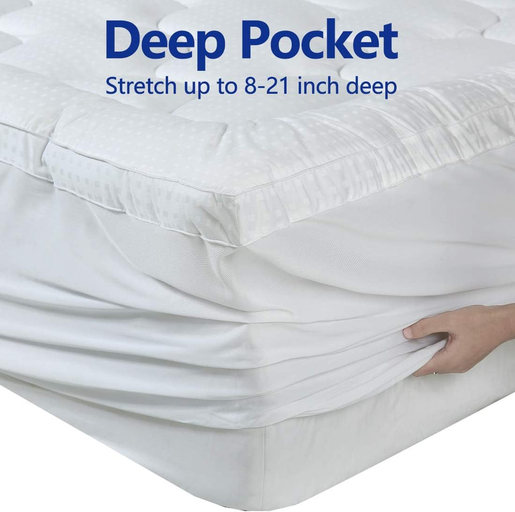 Queen Size Mattress Topper Pillow Top Mattress Cover Quilted Fitted Mattress Protector Cotton Top 8-21" Deep Pocket