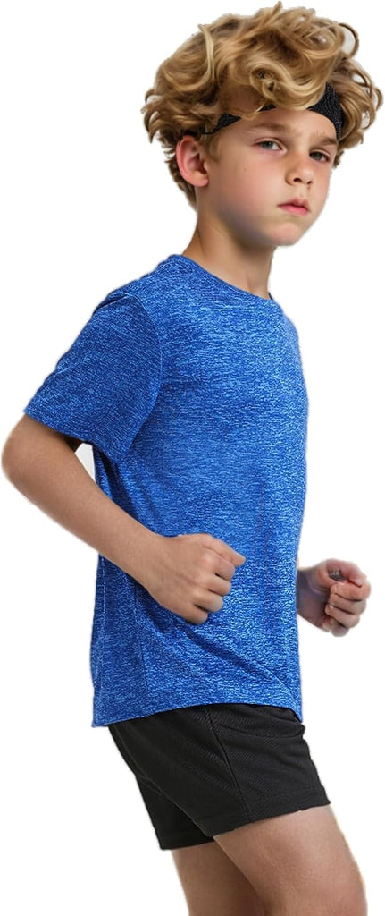 5 Pack Kids Athletic T-Shirt Kids Performance Quick Dry Short Sleeve for Girls and Boys