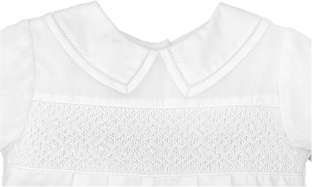 Baby Boys' Romper with Smocking and Faggoting