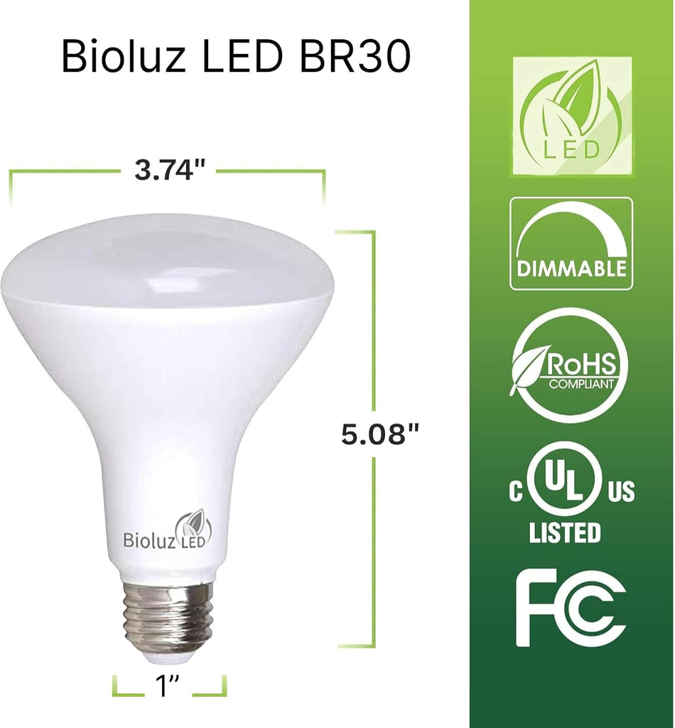 20 Pack BR30 LED Bulbs, Indoor Flood Lights 90+ CRI 75W Equivalent uses 9.5W 2700K Warm White 850 Lumens, E26 Base