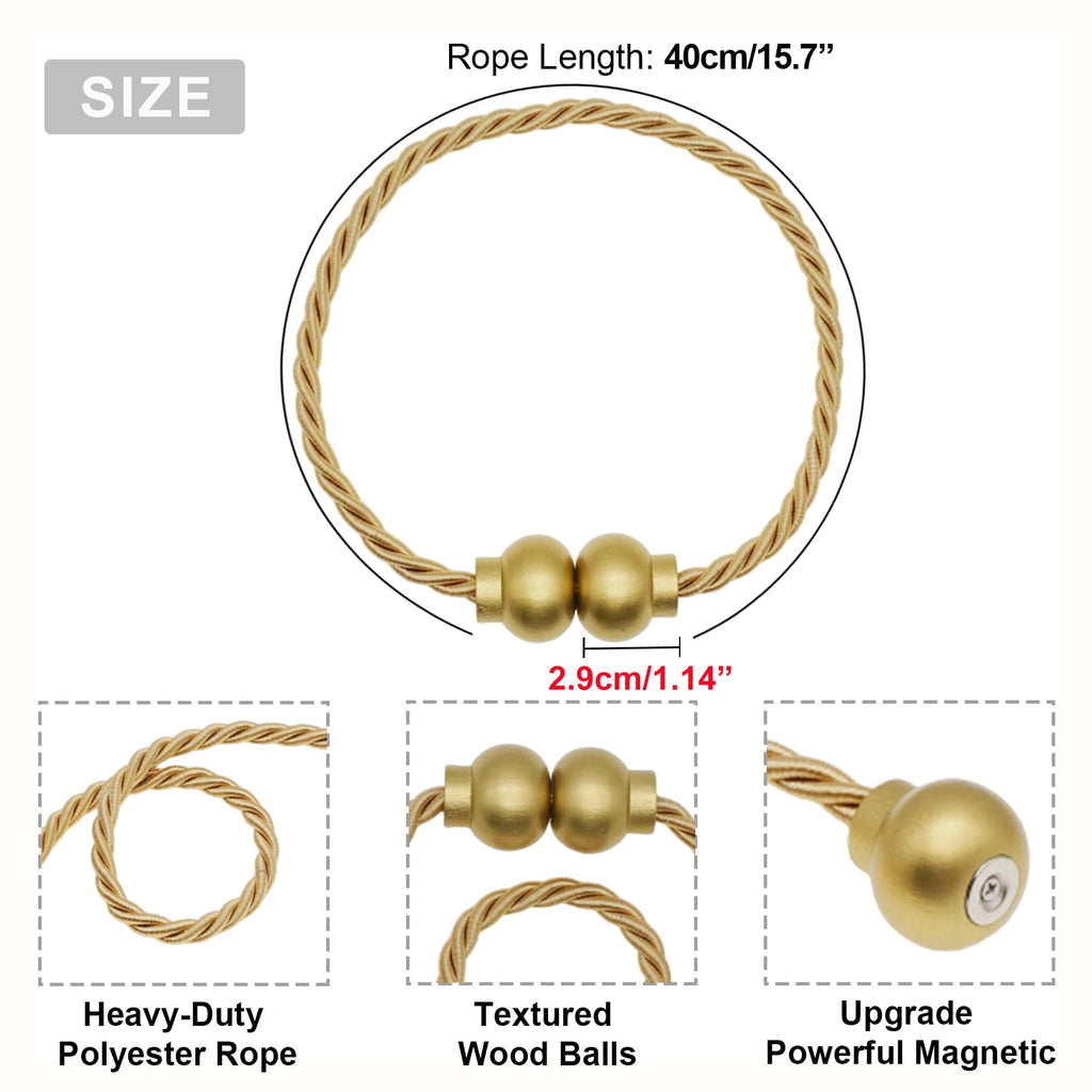 Magnetic Curtain Tiebacks Modern Handmade Rope Curtain Tie Backs Decorative Drapes Weave Holdbacks Outdoor - 2 Pack