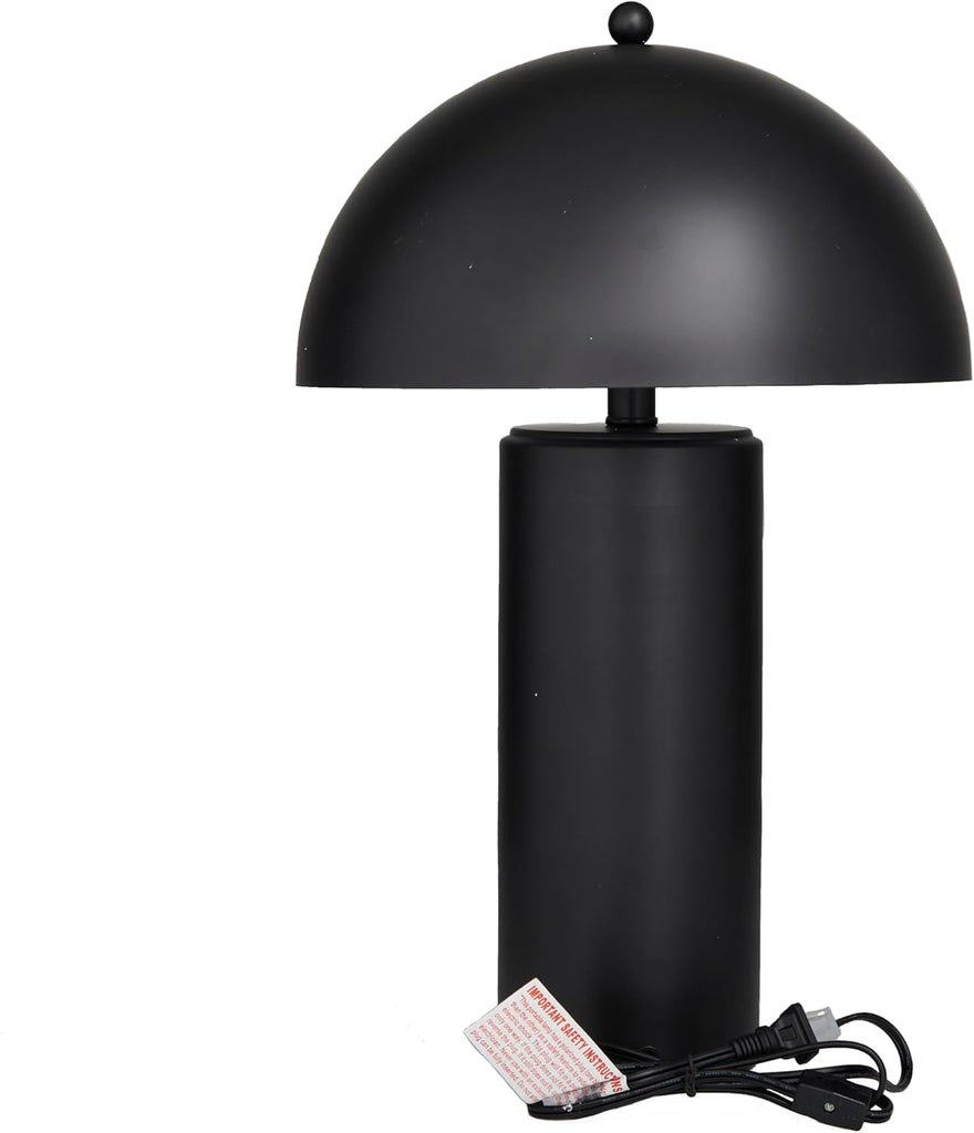 Deco 79 Metal Room Accent Lamp Table Lamp with Dome Shade, Lamp 14" x 14" x 22", Black
