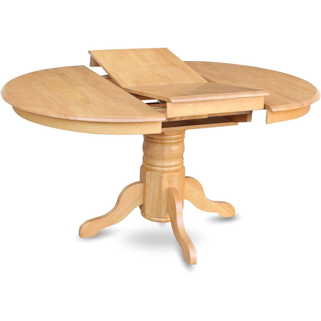 Oval Dining Table - an Oval Wooden Table Top with 18" Butterfly Leaf & Pedestal Base, Suitable for Large