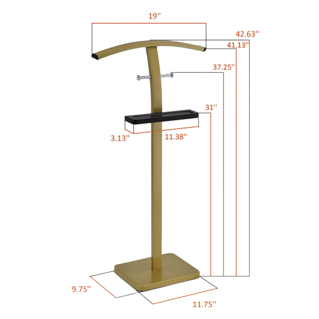 Henry Men's Suit Valet Stand - Freestanding Clothes Valet Rack with Jacket Hanger, Pants Bar, Tie Holder & Storage