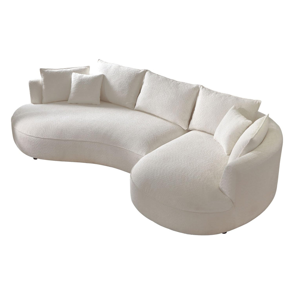 124.8" Boucle Curved Sofa Cloud Couch, Modern Curved Upholstered Sofa with Pillows, 3-Seat Sofa Couch Apartment