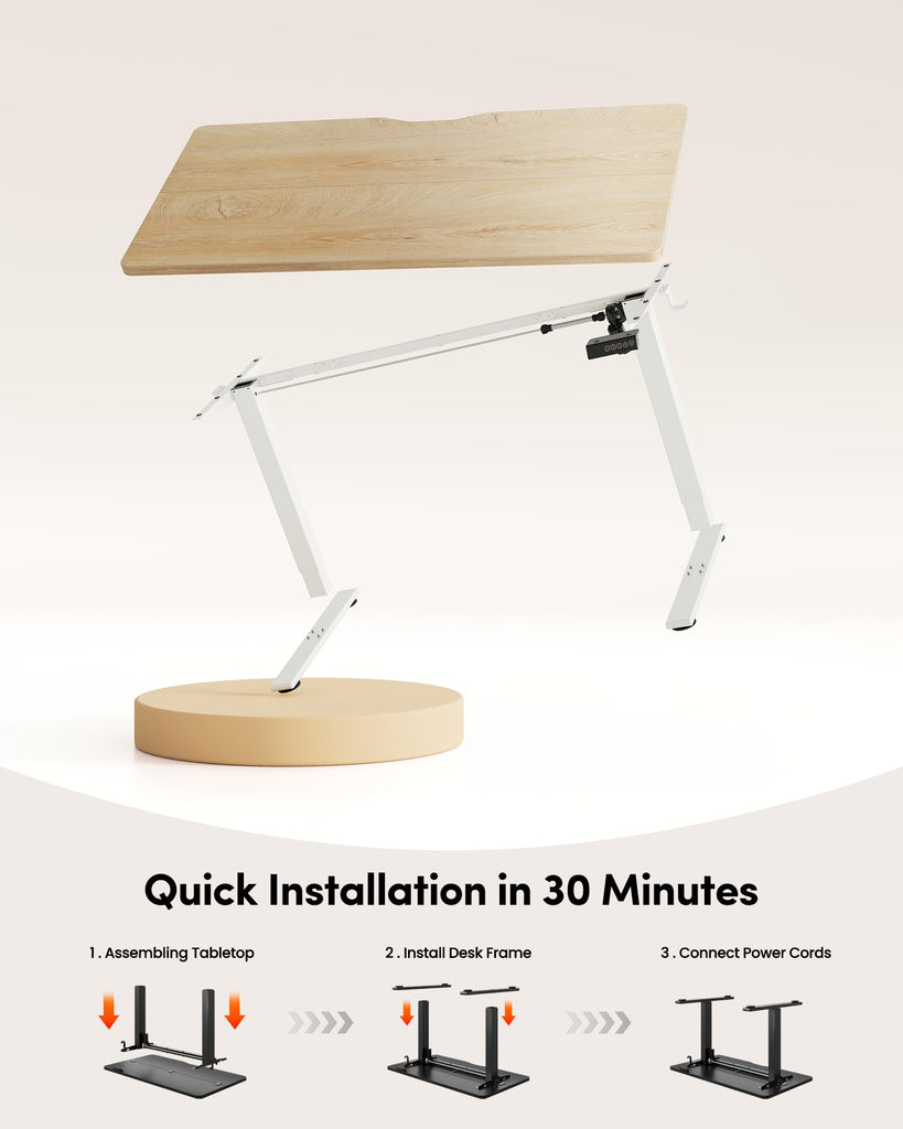 Standing Desk, 32 × 19 Inches Electric Height Adjustable, Sit and Stand Up, Computer Office Desk with Splice Board