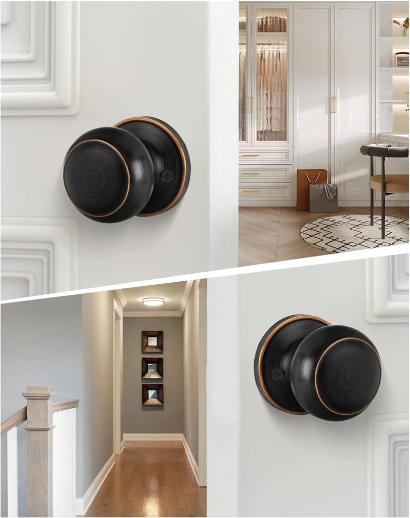 1 Pack Oil Rubbed Bronze Door Knob Dummy, Half Bronze No-Turning Dummy Closet Doors Single-Sided Door Locks (2