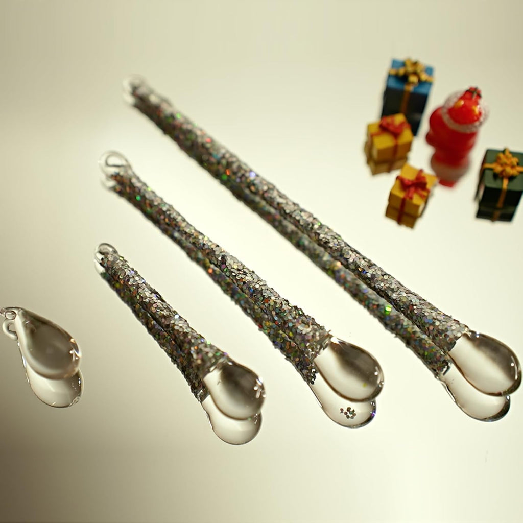 36 Pcs Glass Teardrop Christmas Ornaments, Crystal Hanging, Clear