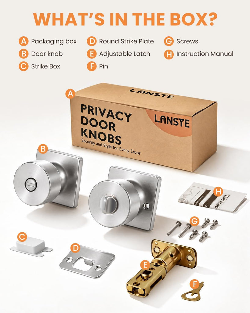 Brushed Nickel Interior Door Knobs, Privacy Door Knobs 6 Pack
