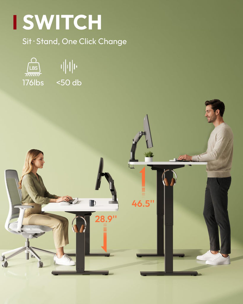 1'' Thick One-Piece 55 x 28'' Height Adjustable Standing Desk