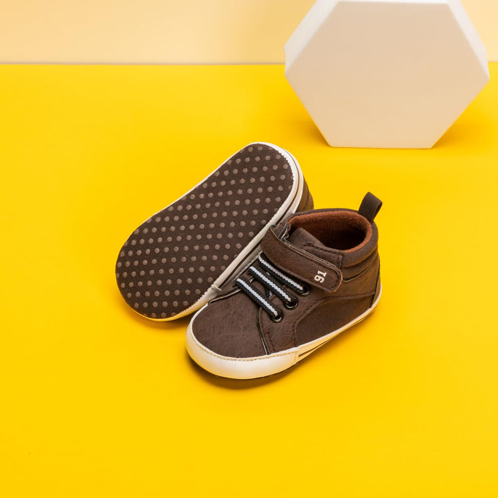 Baby Boys Girls High Top Sneakers Soft Soles Anti Skid Infant Ankle Shoes Toddler Prewalker First Walking Crib Shoes