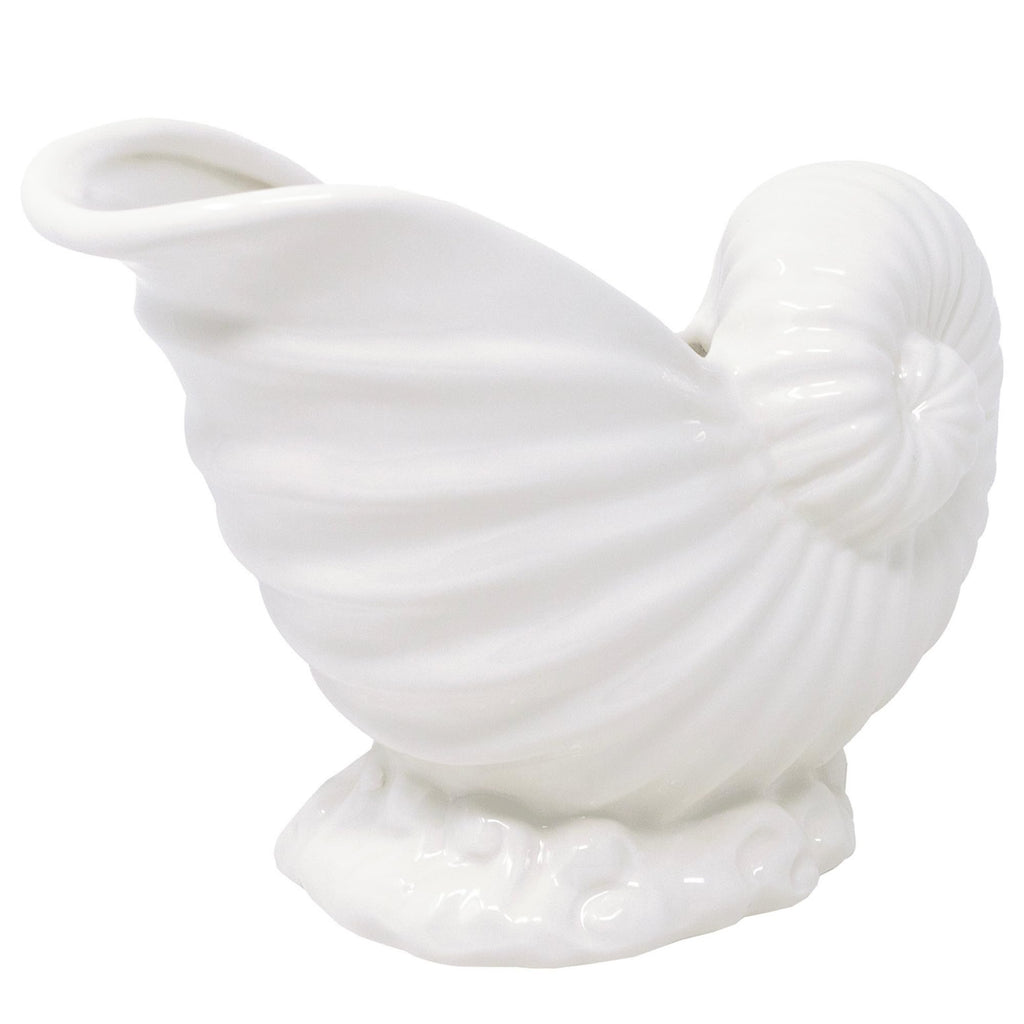 Ceramic Nautilus Shell Shaped Planter, White
