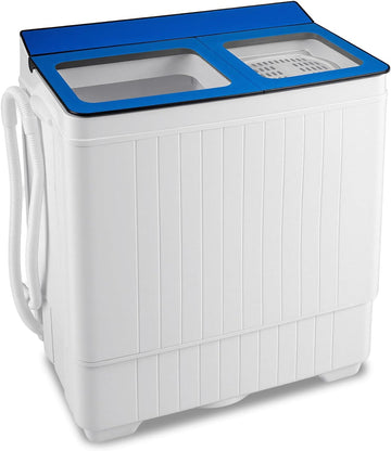 Portable Washing Machine, 26LBS Twin Tub Mini Compact Laundry Washer Spinner Combo with Drain Pump, 18Lbs Washer and