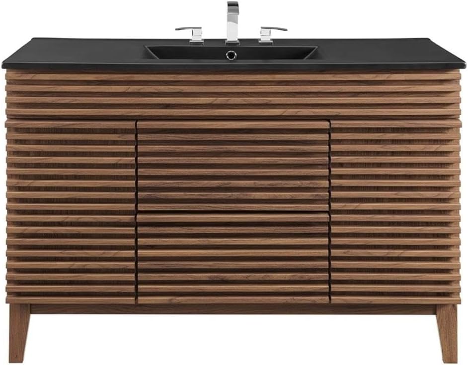 Render 48" Single Bathroom Vanity in Walnut Black