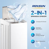 17.8LBS Portable Washing Machine, Full-Automatic Electric Laundry Machine with Stainless Steel Drum, Compact Washer