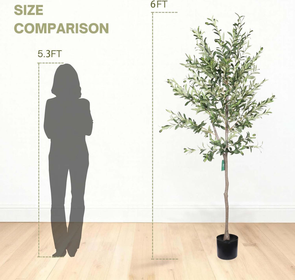 7FT Artificial Olive Tree with Pot Decor Indoor (6FT)