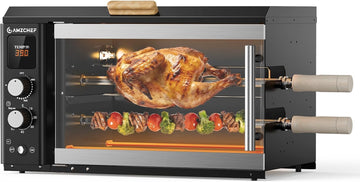 Electric Rotisserie Grill with 2-in-1 Cooking Mode,34QT Rotisserie Oven with 360° Auto-Rotating Heat