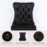 Black Velvet Dining Chairs Set of 4, Kitchen & Dining Room Chairs, Four Fabric Tufted Dinning Chairs