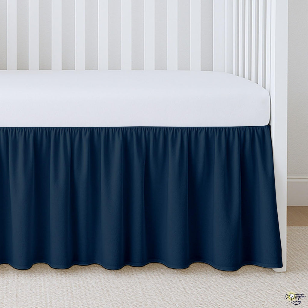 Ruffled Crib Bed Skirt, Soft Nursery Bedding in 100% Natural Cotton, Platform Style with 4-Sided