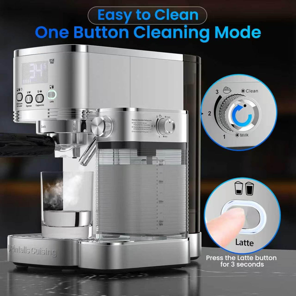 Espresso Machine with Stepless Adjustment Milk Frother