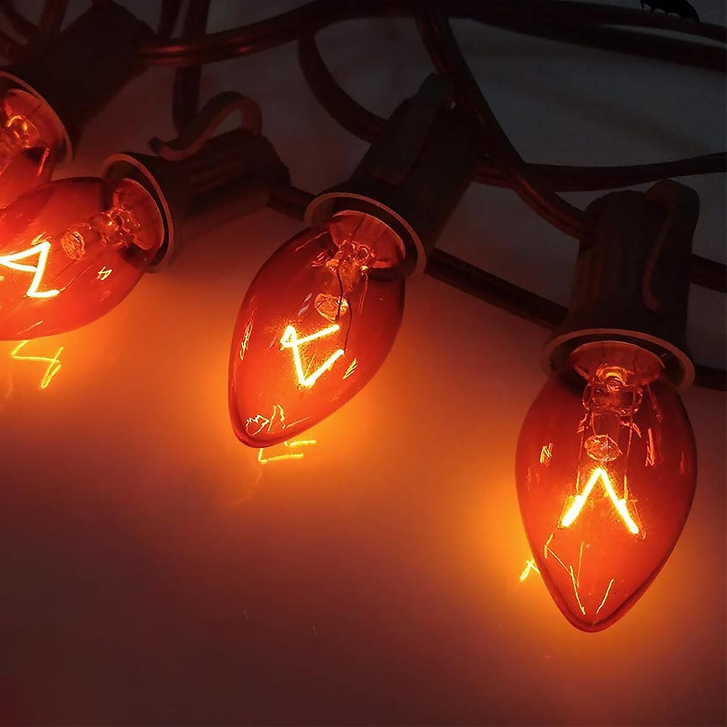 C7 Replacement Bulbs, 120V 5W Orange, E12 Candelabra Base