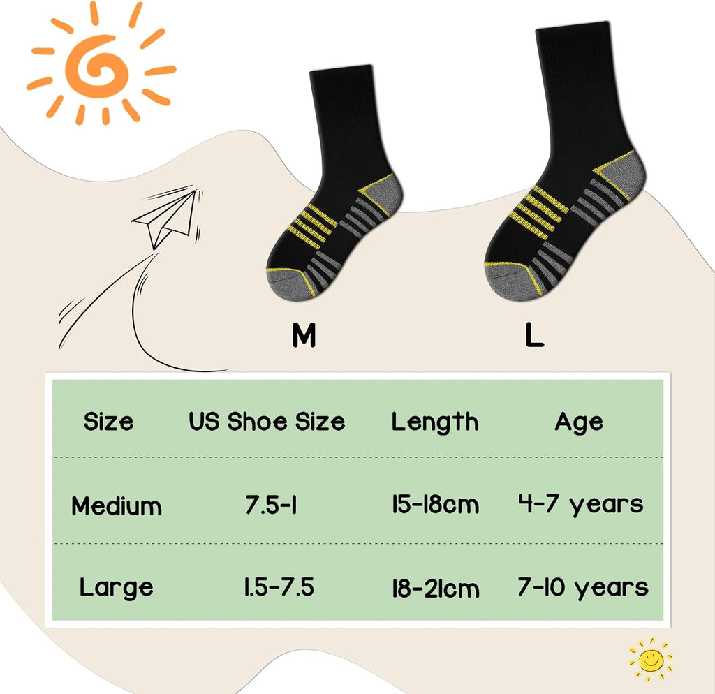 Boys Crew Socks For Kids Old Athletic Long Socks With Cushioned Sole 6 Pairs