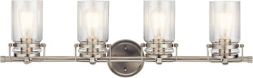 Brinley 32.25" Vanity Light in Brushed Nickel, 4-Light Farmhouse Bathroom Vanity Light with Clear Glass, (32.25" W x