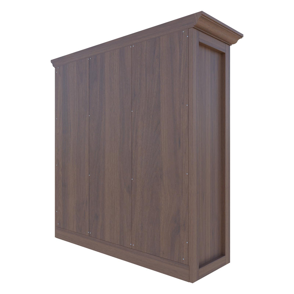 9-Cube Open Bookcase with Base, 3-Tier Wooden Bookshelf, Walnut
