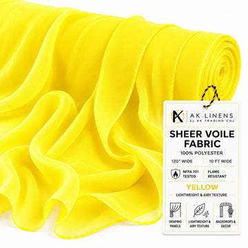 Sheer Voile Chiffon IFR Fabric - 120" x 120 Yards Roll - Flame Retardant - Ideal for Draping, Elegant Events, Tent