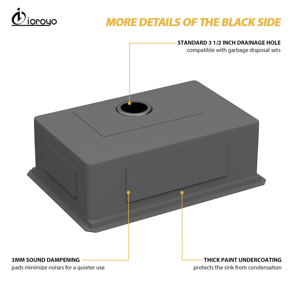 27 Inch Black Undermount 27"x18"x9" Workstation Sink