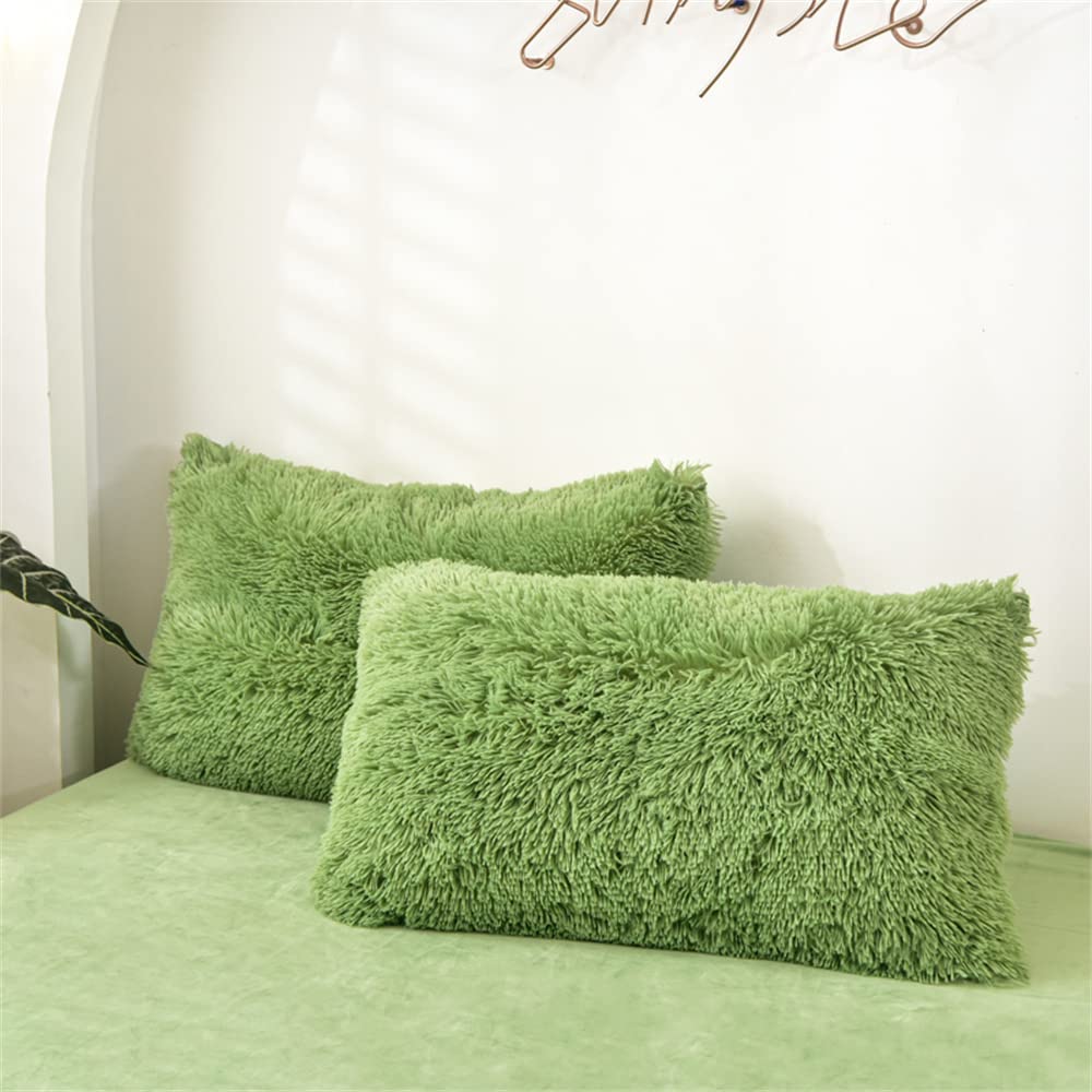 6 Piece Fluffy Faux Fur Comforter Cover Set Luxury Ultra Soft Shaggy Plush Duvet Cover Bedding Set with