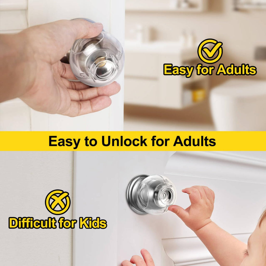 Clear Door Knob Safety Cover for Kids, 4 Pack Child Proof Door Knob Covers
