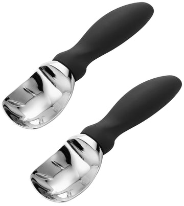Heavy Duty Metal Ice Cream Scoop for, 2 Pack, Black