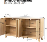 Fluted Sideboard Buffet Cabinet with Storage, Storage Cabinet with Doors and Adjustable Shelves, Buffet for Kitchen